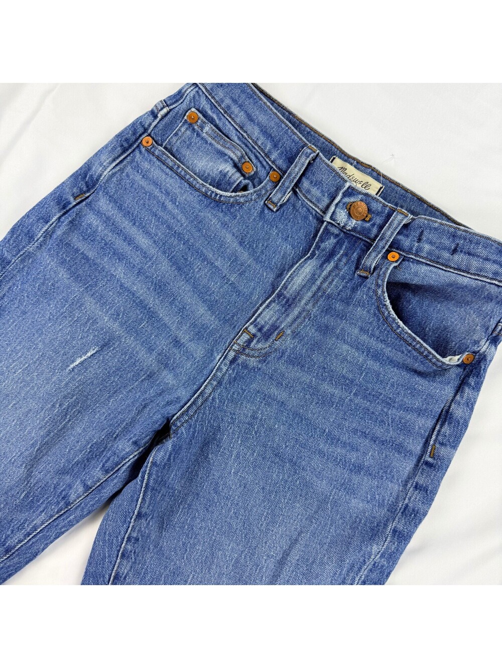 Madewell High-Rise Slim Crop Boyjean 26 Melbourne Wash Distressed Raw Hem
